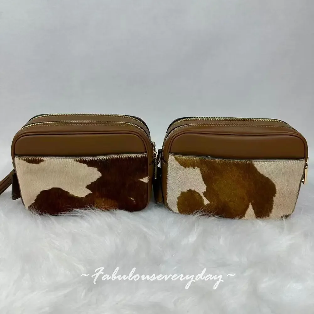 Coach Mini Carey Crossbody Bag Haircalf With Cow Print CEK71 Gold/Cow Multi NWT